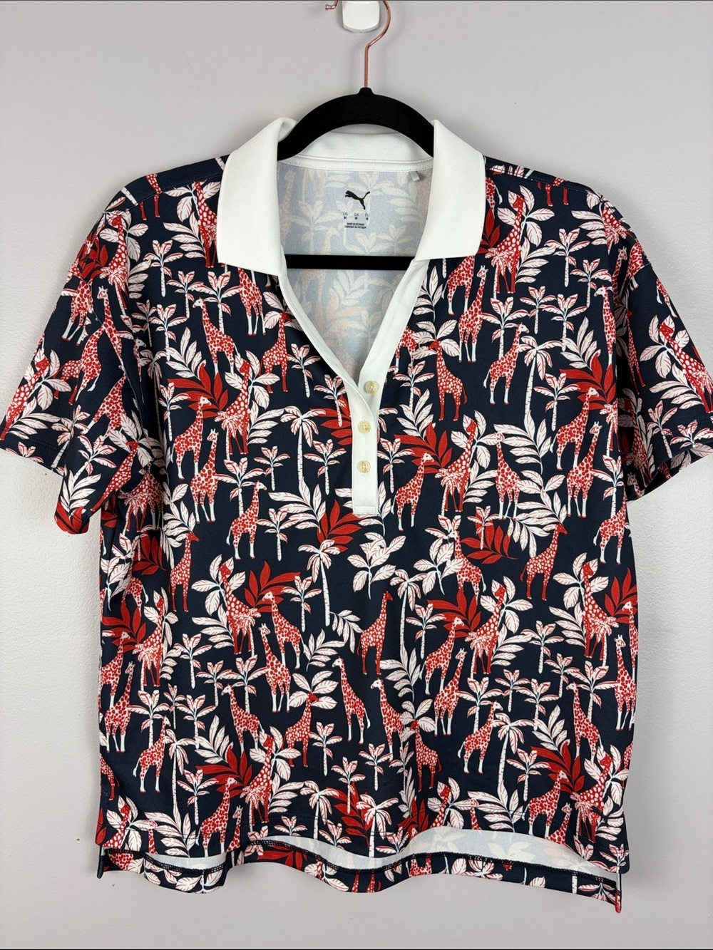 Puma Golf Giraffe Print Polo Shirt Women’s Medium DryCELL - Picture 2 of 13